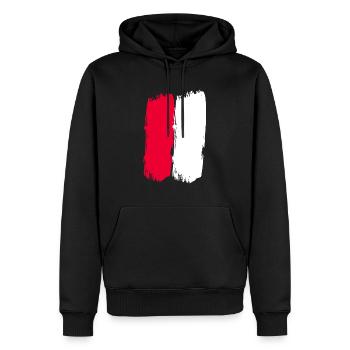 Red and white line through the middle - Men’s Premium Organic Hoodie - black - Front - Nico (187cm)