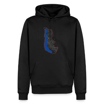 Achensee Trek - Men’s Premium Organic Hoodie - black - Front - Nico (187cm)