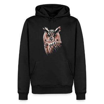 Niedliche Eule Vogel Federn Blumen Muster - Männer Premium Bio Hoodie - Schwarz - Vorne - Nico (187cm)
