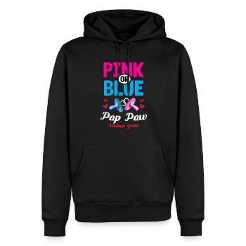 Pink or Blue Pap Paw Loves You Gender Reveal Party - Männer Premium Bio Hoodie - Schwarz - Vorne - Nico (187cm)