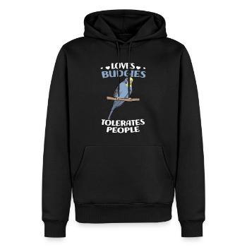 Cadeaux Budgerigar | Amoureux des oiseaux de compagnie - Sweat à capuche Premium bio Homme - noir - Devant - Nico (187cm)