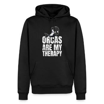 Orcas Are My Therapy Marine Biologist - Men’s Premium Organic Hoodie - black - Front - Nico (187cm)