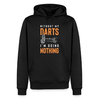dart lustiger spruch - Männer Premium Bio Hoodie - Schwarz - Vorne - Nico (187cm)