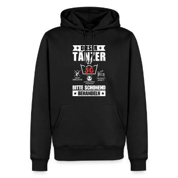 Dieser Tänzer ist 50. Schonend behandeln - Männer Premium Bio Hoodie - Schwarz - Vorne - Nico (187cm)