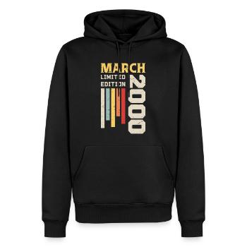 March 2000 - Birthday gift March 2000 March - Men’s Premium Organic Hoodie - black - Front - Nico (187cm)