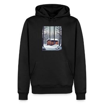 Gemütliche Schneehütte - Männer Premium Bio Hoodie - Schwarz - Vorne - Nico (187cm)