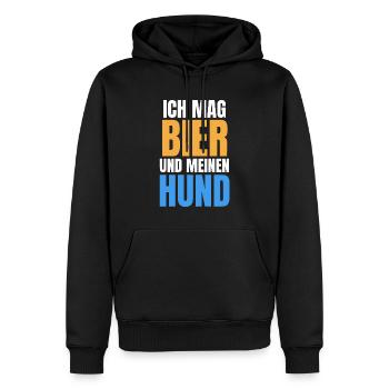 Ich mag Bier und meinen Hund - Männer Premium Bio Hoodie - Schwarz - Vorne - Nico (187cm)