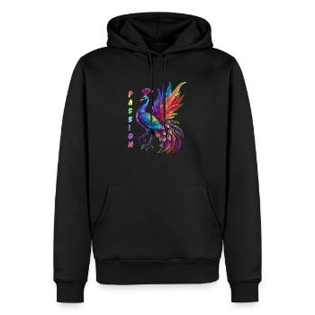 Pfau Passion Rainbow - Männer Premium Bio Hoodie - Schwarz - Vorne - Nico (187cm)