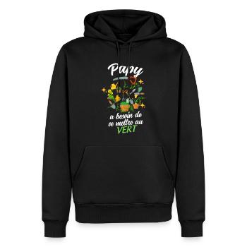 Papy Au vert Cadeau Homme Jardinier Humour - Sweat à capuche Premium bio Homme - noir - Devant - Nico (187cm)