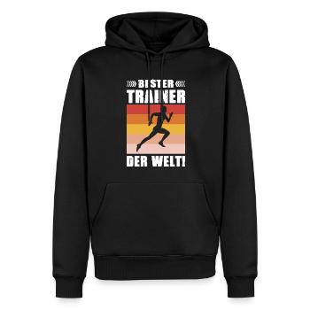 Leichtathletik Bester Trainer der Welt - Männer Premium Bio Hoodie - Schwarz - Vorne - Nico (187cm)