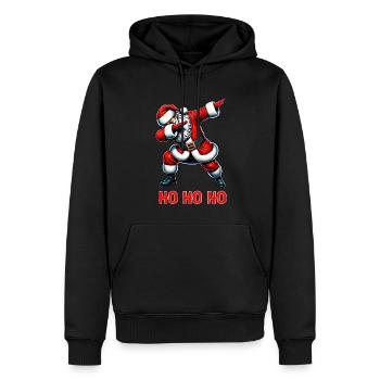 Ho Ho Ho Joyeux Noël, Équipe du Père Noël - Sweat à capuche Premium bio Homme - noir - Devant - Nico (187cm)