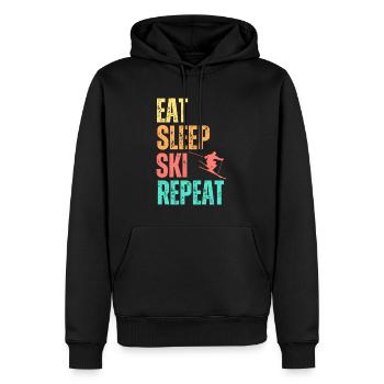Manger dormir Ski Répéter - Sweat à capuche Premium bio Homme - noir - Devant - Nico (187cm)