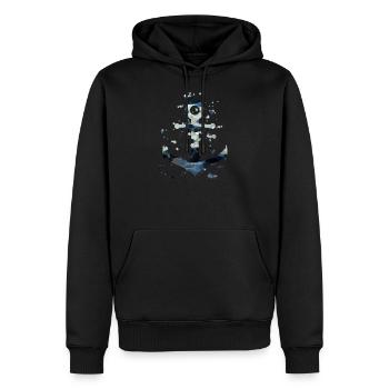 Wasserfarben Anker - Männer Premium Bio Hoodie - Schwarz - Vorne - Nico (187cm)