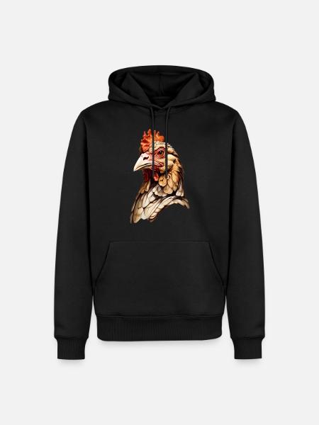 Realistisk kyllingehoved – Husdyr-grafik - Herre Premium økologisk hoodie - sort