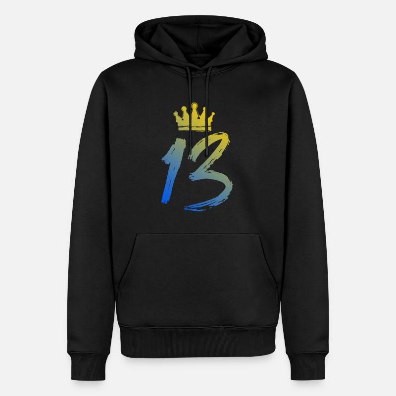 13 Couronne numérique - Sweat à capuche Premium bio Homme - noir