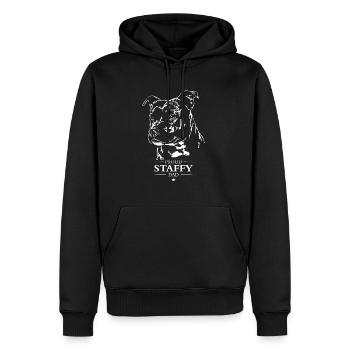 Staffy Dad Staffordshire Bullterrier Hund Wilsigns - Männer Premium Bio Hoodie - Schwarz - Vorne - Nico (187cm)