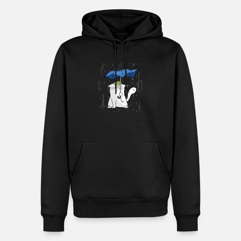 Mrou le Chaton sous la pluie - Sweat à capuche Premium bio Homme - noir