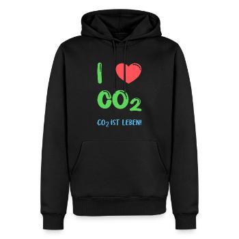 I Love Co2 - Männer Premium Bio Hoodie - Schwarz - Vorne - Nico (187cm)
