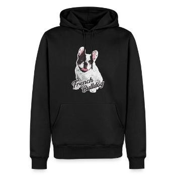 FRENCH BULLDOGGEN LIEBE HUNDEN BULLDOGGE SÜß MOTIV - Männer Premium Bio Hoodie - Schwarz - Vorne - Nico (187cm)