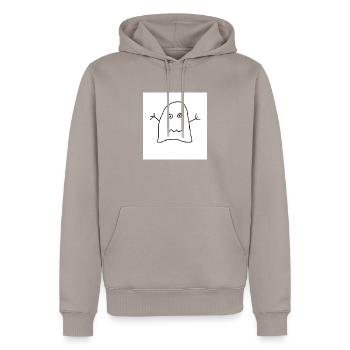 GESPENSTER - Männer Premium Bio Hoodie - Taupe - Vorne - Nico (187cm)