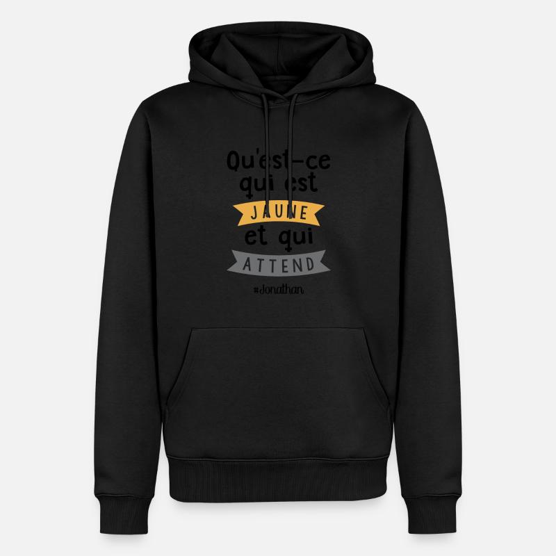 Qu'est-ce qui est jaune et qui attend ? Jonathan - Sweat à capuche Premium bio Homme - noir