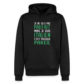 Je ne suis pas parfait mais je suis Italien - Sweat à capuche Premium bio Homme - noir - Devant - Nico (187cm)
