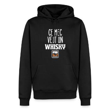 Ce mec veut un whisky - Sweat à capuche Premium bio Homme - noir - Devant - Nico (187cm)