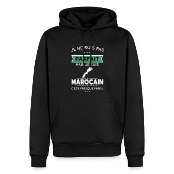 Je ne suis pas parfait mais je suis Marocain - Sweat à capuche Premium bio Homme - noir - Devant - Nico (187cm)