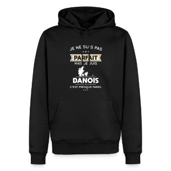 Je ne suis pas parfait mais je suis Danois - Sweat à capuche Premium bio Homme - noir - Devant - Nico (187cm)
