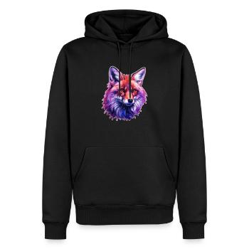 Tête de renard colorée - Sweat à capuche Premium bio Homme - noir - Devant - Nico (187cm)