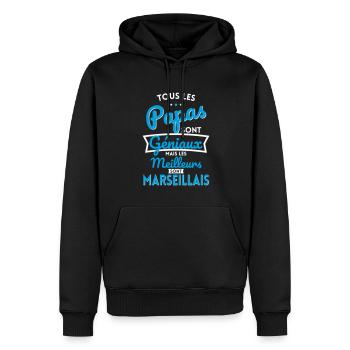 Papas géniaux mais les meilleurs sont Marseillais - Sweat à capuche Premium bio Homme - noir - Devant - Nico (187cm)
