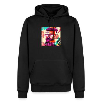logo hipster - Sweat à capuche Premium bio Homme - noir - Devant - Nico (187cm)