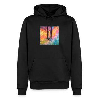zwei Bäume zusammen 800x800 - Männer Premium Bio Hoodie - Schwarz - Vorne - Nico (187cm)