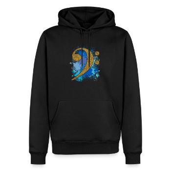 Grande clé à basse sur éclaboussures de couleur - Sweat à capuche Premium bio Homme - noir - Devant - Nico (187cm)