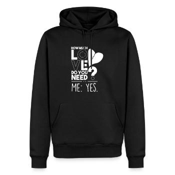 Wie viel Liebe? - Männer Premium Bio Hoodie - Schwarz - Vorne - Nico (187cm)