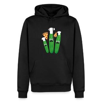 Pizza,cucumber , cucumbers, Italian,italo, Italy - Men’s Premium Organic Hoodie - black - Front - Nico (187cm)