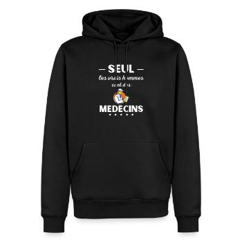 Seul les vrais hommes sont medecins - Sweat à capuche Premium bio Homme - noir - Devant - Nico (187cm)