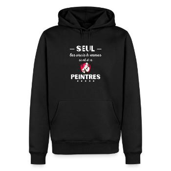 Seul les vrais hommes sont peintres - Sweat à capuche Premium bio Homme - noir - Devant - Nico (187cm)
