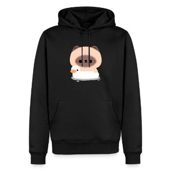 Chat siamois nageant - Sweat à capuche Premium bio Homme - noir - Devant - Nico (187cm)