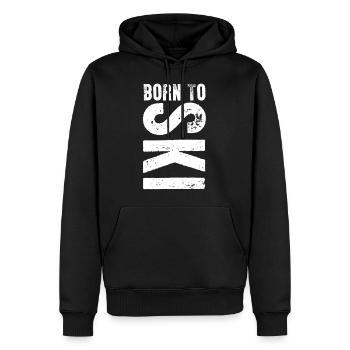 Né autour de ski / Born to ski cadeau - Sweat à capuche Premium bio Homme - noir - Devant - Nico (187cm)