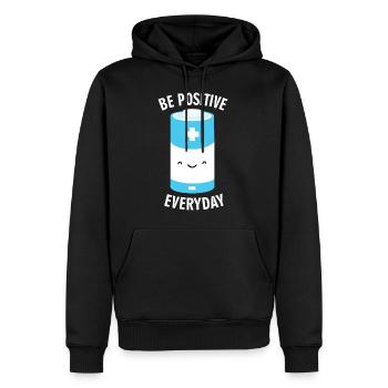 Soyez positif tous les jours - Sweat à capuche Premium bio Homme - noir - Devant - Nico (187cm)