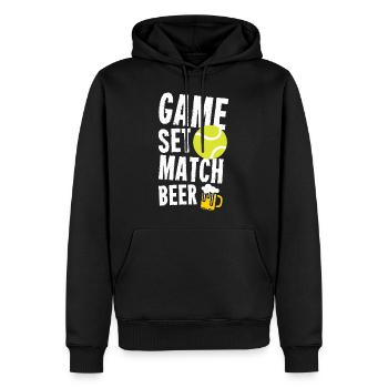 Tennis Sport Lover Game Set Match Bière Anniversaire - Sweat à capuche Premium bio Homme - noir - Devant - Nico (187cm)