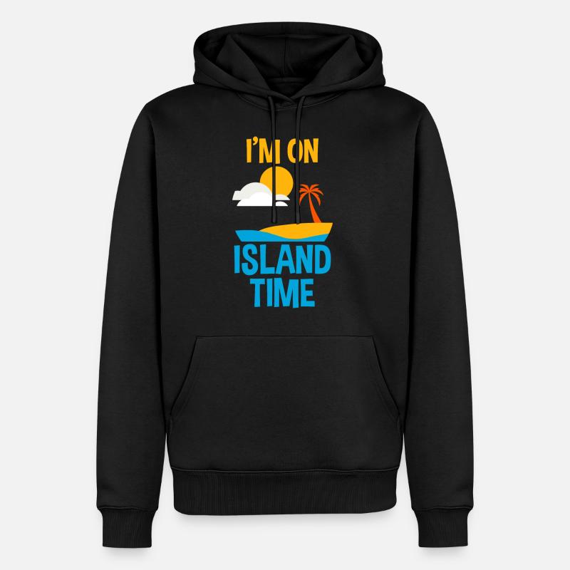 Je suis sur l’île - Sweat à capuche Premium bio Homme - noir