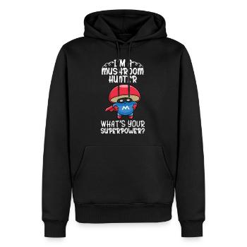 Cueilleurs de champignons et amis champignons - Sweat à capuche Premium bio Homme - noir - Devant - Nico (187cm)