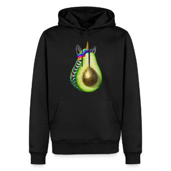Glückliche Einhorn Avocado - Männer Premium Bio Hoodie - Schwarz - Vorne - Nico (187cm)