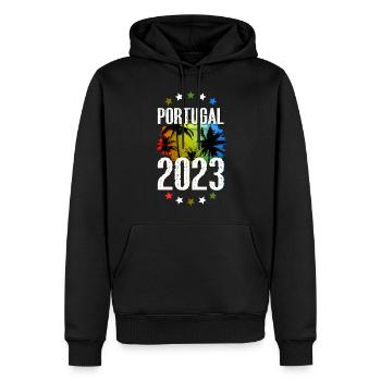 Portugal 2023 - Sweat à capuche Premium bio Homme - noir - Devant - Nico (187cm)