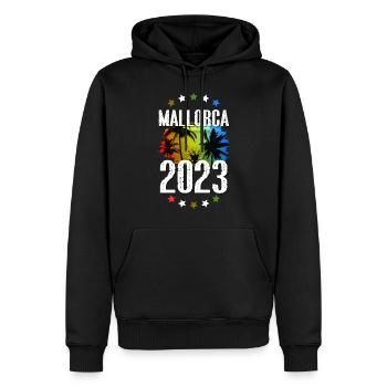 Majorque 2023 - Sweat à capuche Premium bio Homme - noir - Devant - Nico (187cm)