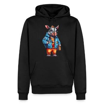 Dessin animé Mignon Rhinocéros - Sweat à capuche Premium bio Homme - noir - Devant - Nico (187cm)