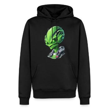 Alien Porträt: Faszinierendes Gesicht aus einer an - Männer Premium Bio Hoodie - Schwarz - Vorne - Nico (187cm)