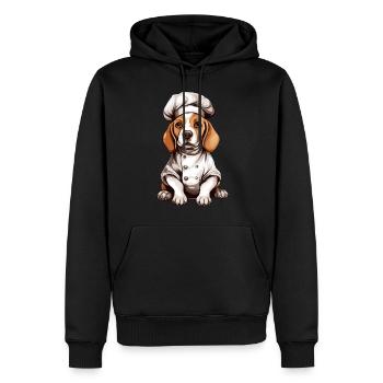 Beagle-Hund mit Kochmütze - Niedliches Design - Männer Premium Bio Hoodie - Schwarz - Vorne - Nico (187cm)